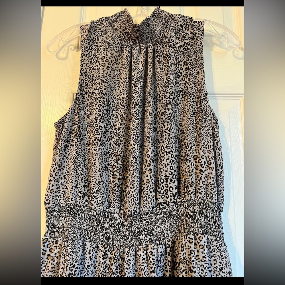 1.STATE Leopard Print Sleeveless Ruffle Dress - Picture 2 of 6